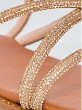 Danae Rhinestone Flat Sandals - Bronze (Girlhood Paris)